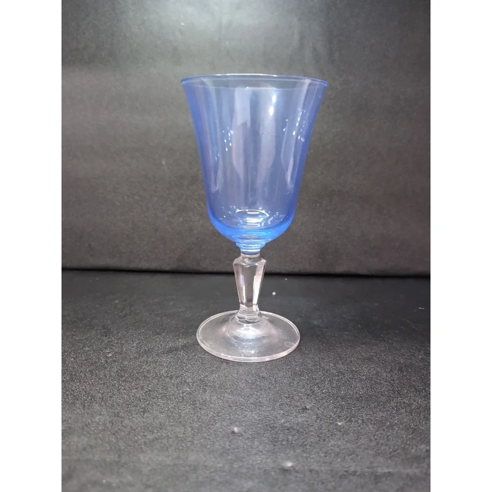 Miller Roganka Alfresco Blue Water Goblet,‎ Lead Crystal Glassware, Hand Blown